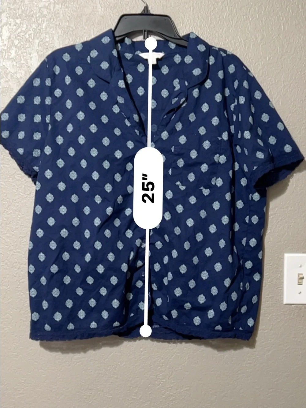 Navy Blue Patterned Women PJ Set